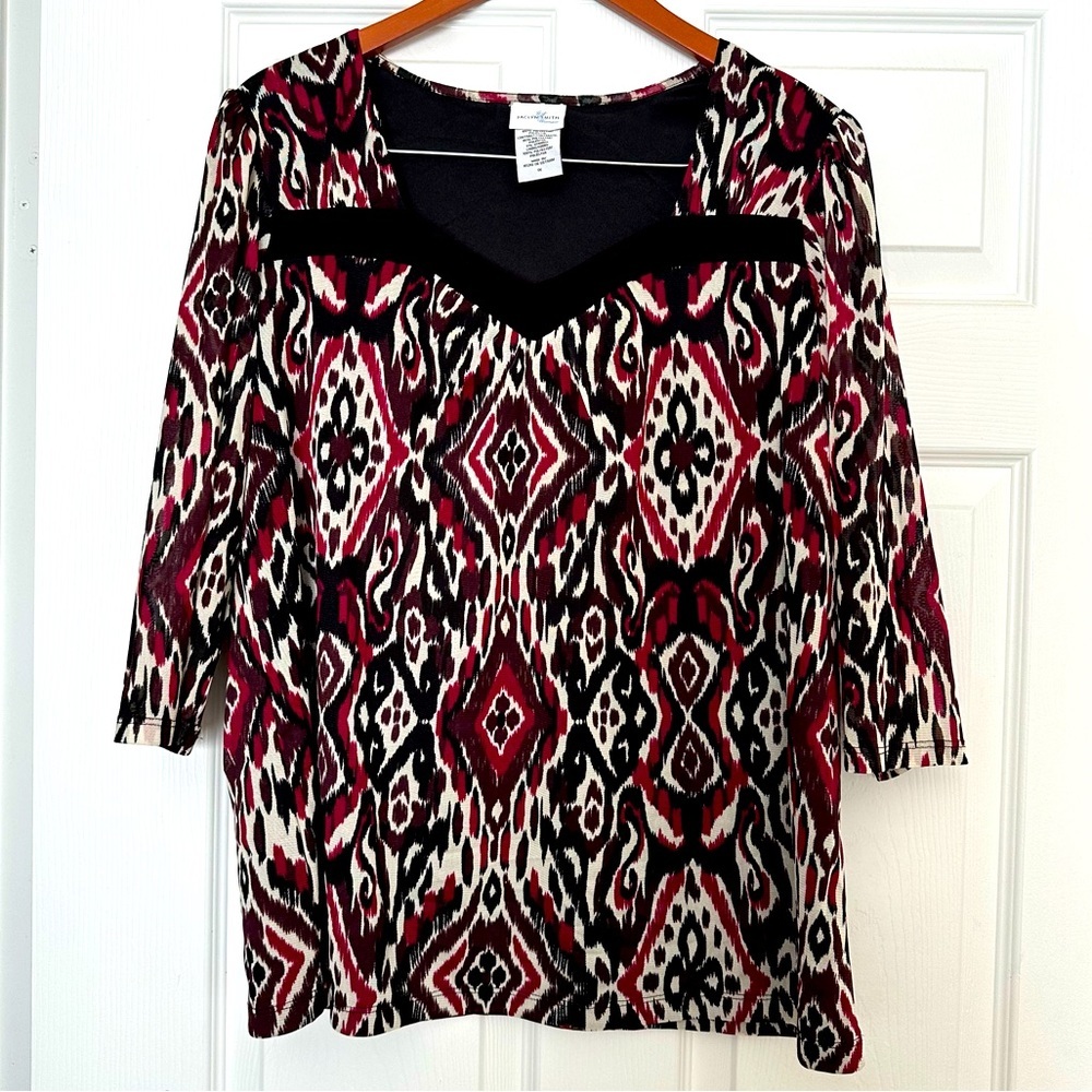 Jaclyn Smith 1X Black/Red Vintage Top